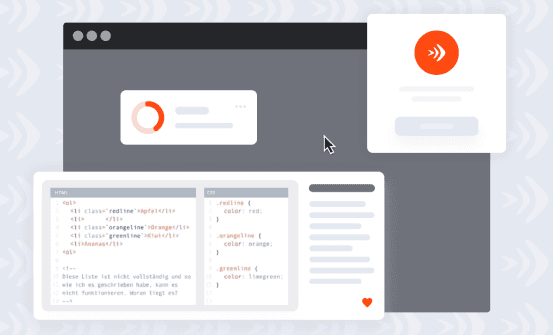 Illustration eines Computerbildschirms mit geöffneter Programmierumgebung und Code.