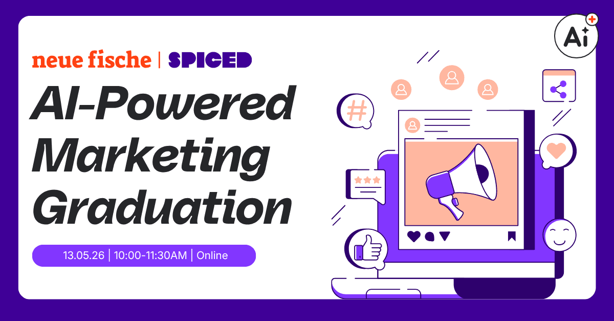 Werbung für eine Online-Veranstaltung zur KI-gestützten Marketing-Abschlussfeier