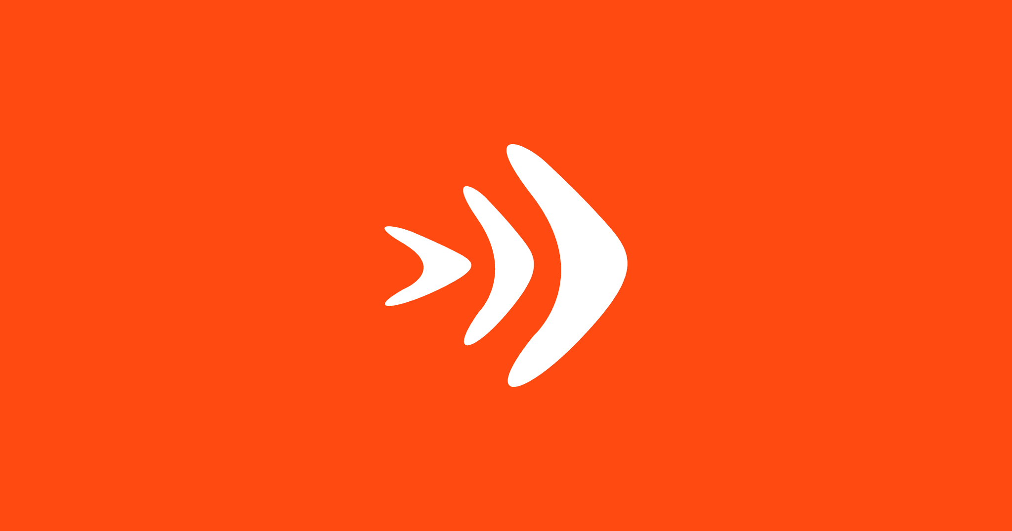 White arrow symbol on orange background