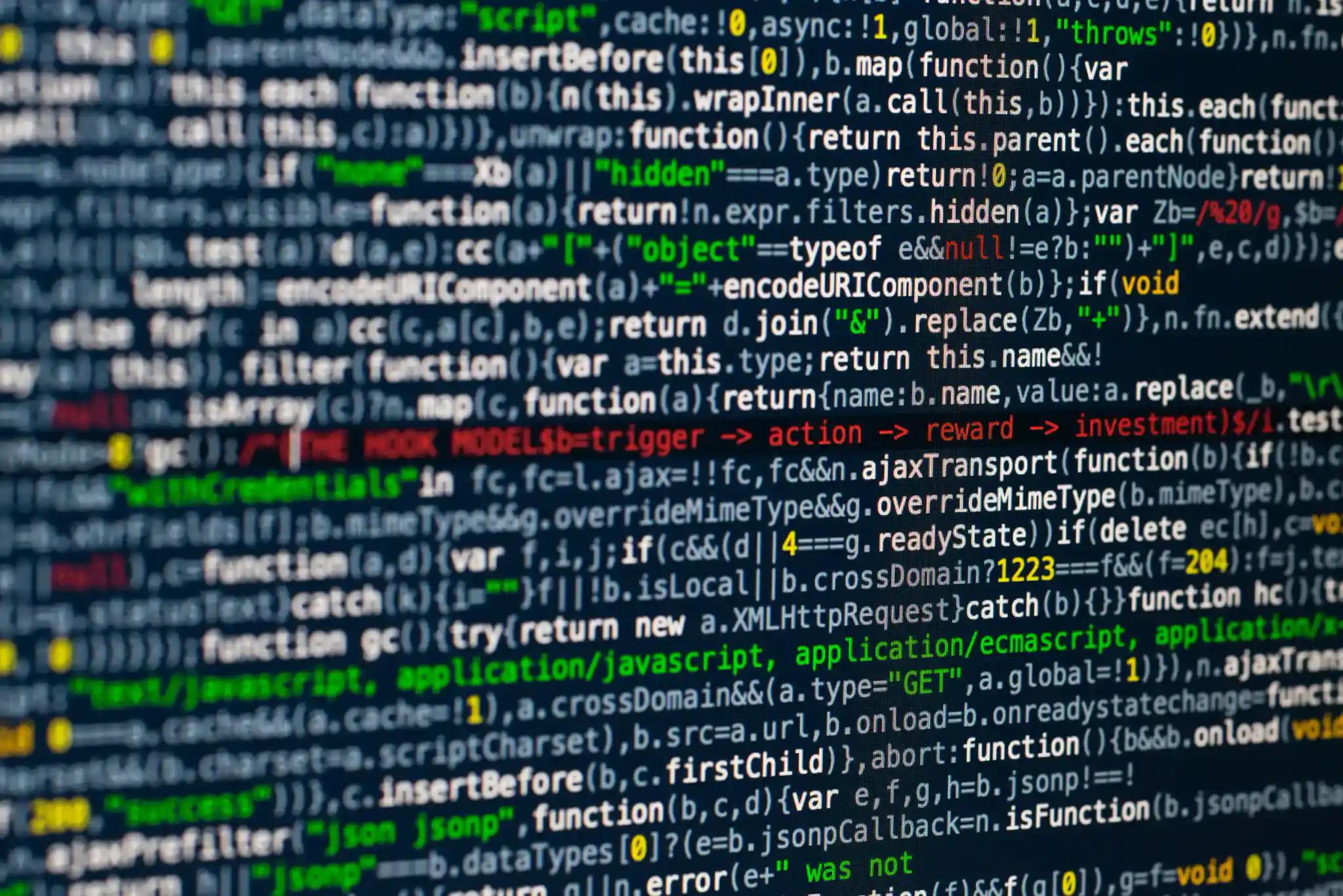 Programming code on a computer screen.